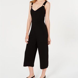 Bar III Cropped O-Ring Jumpsuit Deep Black Size 2